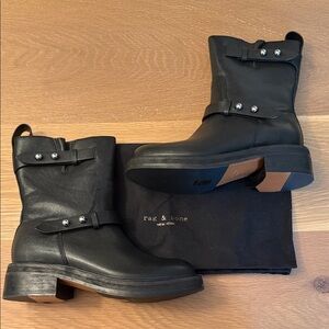 Rag & Bone Black Ankle Boots with Strap Detail